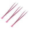 3pcs Pink Stainless Steel Manicure Tweezers with Two Headed Design