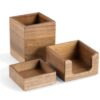 3 Piece Acacia Wood Desk Organizer Set with Pen, Sticky Note and Clip Trays