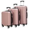 3 Piece Hardshell Luggage Set Rose Gold 20/24/28 Inch Suitcases