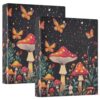 3 Ring Binders Mushroom Butterfly 1.5 Inch Round Ring Binders with Pockets Decorative Clipboard Binder Holds 200 Sheets View Binder for Home School Office,2 Pack