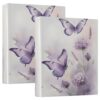 3 Ring Binders Purple Butterfly Floral 1.5 Inch Round Ring Binders with Pockets Decorative Clipboard Binder Holds 200 Sheets View Binder for Home School Office,2 Pack