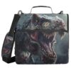 3 Ring Zipper Binder with Shoulder Strap, Dinosaur Multi Pockets File Folder Bag for School Office Supplies, Holds 500 Sheets