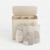3‑Section Laundry Hamper with Lid, Large Capacity (Beige, 145L)