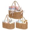 3 Set Wicker Diaper Caddy Organizer,Paper Rope Storage Baskets Nursery Bin