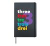 3 Three Tres Tre Trois Drei 3rd Birthday Boys Girls Kids Hardcover Journal, Black