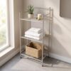 3 Tier Bathroom Storage Shelf Rack Standing Metal Organizer Satin Nickel