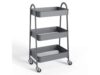 3 Tier Metal Rolling Cart with Lockable Wheels, Gray