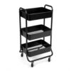 3 Tier Metal Rolling Utility Cart with 4 Casters, Black, 45 x 35 x 80 cm