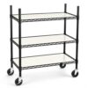 3 Tier Metal Shelving Unit with Wheels, Heavy Duty Garage Storage Shelves