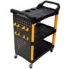3 Tier Rolling Auto Detail Cart with Wheels, 300 LBS Rolling Tool Cart with Hook, Pegboard and 12 Spray Bottle Holders, Mobile Garage Organizer with Locking Casters for Auto Detailing Workshop