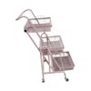 3 Tier Rolling Cart with Detachable Layers in Carbon Steel,Pink