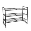 3 Tier Shoe Rack Organizer, Gray & Silver Metal Shoe Storage Shelf, Holds Up to 12 Pairs, Compact Shoe Organizer for Entryway, Closet, Bedroom, Garage, Home