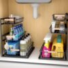 3 Tier Under Sink Organizer, Adjustable Pull Out Metal Storage Drawer