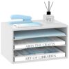 3 Tier Wood Desk Organizer, Mail Sorter and Paper Organizer for Desk, White