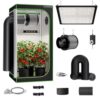 3x3 Complete Grow Tent Kit with LED Grow Light and Fan Filter, 34"x34"x72" 1680D Mylar Indoor Grow Tent System with AG1000 100W Full Spectrum Light, 6 Inch 2-in-1 Carbon Filter Fan, Black Ducting