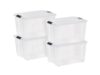 4-Pack 60 Qt Storage Bins with Lids Stackable Latching Clear