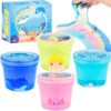 4-Pack Clear Crystal Slime, Glitter Crunchy Stress Relief Toy for Kids