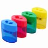 4-Pack Pencil Sharpeners with Lid, 2-Hole Manual Sharpener for Standard & Colored Pencils, Mess-Free Design Keeps Shavings Contained—Ideal for School, Home Office & Art Supplies (Oval Mix-4Pcs)