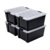 4-Pack Stackable Storage Bins with Lids, 11 Gal Totes for Home Organization