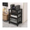 4-Tier HIFI Stand with Shock-Absorbing Feet Wooden AV Rack for CD & Record Player Audio Equipment Display Cabinet Modern Living Room Furniture (Nero)