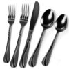 40-Piece Black Silverware Set, Elegant 18/0 Stainless Steel Utensils,Frosted Mirror Polished, Dishwasher Safe, Flatware Serving for 8