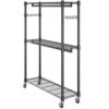 400lb Rolling Garment Clothes Rack 3 Shelves 2 Rods Adjustable Height