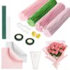 400 PCS Pipe Cleaner Flower Kit, Pink Pipe Cleaners Bulk for Flower Making
