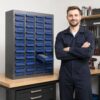 40 Drawer Parts Cabinet with 200 Dividers, Heavy Duty Steel Bolt Bin
