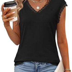 JUSTFASHIONNOW Womens Lace Cap Sleeve Tops
