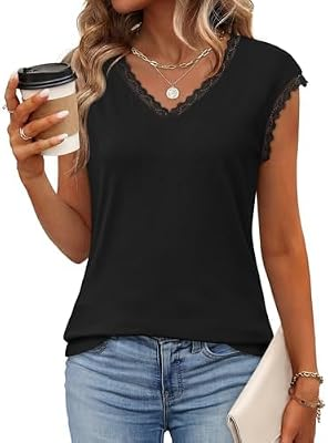 JUSTFASHIONNOW Womens Lace Cap Sleeve Tops