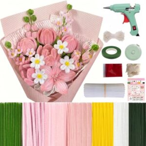 418 Pcs Pipe Cleaners, 8mm Chenille Stems in 6 Colors, Flower Craft Kit