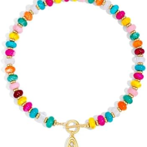 NIKOLUX Colorful Initial Necklaces