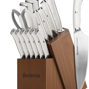ASTERCOOK 15-Piece Luxurious White Knife Set