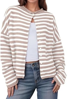 UNCLECAT Womens Striped Cardigan