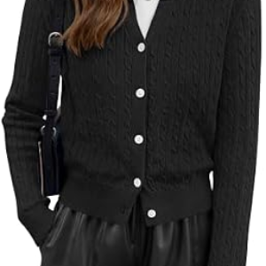 NALANISA Cable Knit Cropped Cardigan