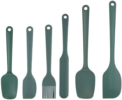Silicone Spatula Set of 5-600°F Heat Resistant Kitchen Scraper Spatulas, Strong Steel Core and One-Pieces Seamless Design, Great for Cooking Mixing & Baking - BPA Free & Dishwasher Safe (green)