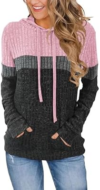 MIXSHE Womens Color Block Knit Hoodie