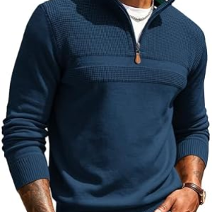 GRACYOGA Mens Quarter Zip Pullover Sweaters