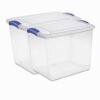 41 Quart Clear Plastic Storage Bin with Blue Latches, 2 Pack