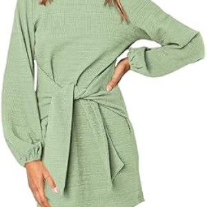 PRETTYGARDEN Crewneck Long Sleeve Short Fall Dresses