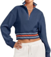 FISOEW Womens Half Zip Crop Pullover Sweatshirt