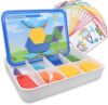 42 PCS Magnetic Pattern Blocks Set with Storage Box & Whiteboard Easel
