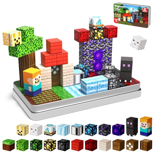 45 PCS 0.8in Mini Magnetic Blocks - Travel Magnet Toys for Kids with Portable Metal Box, Stacking Magnets, for Boys and Girls Age 3+ Years Old (Theme: Portal)