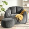 47.2" Giant Bean Bag Chair for Adults, Large Bean Bag Couch with Ottoman