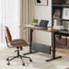 47" x 24" Electric Standing Desk with Adjustable Footrest, Rustic Brown