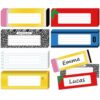48 Pcs Name Plates for Classroom Composition Notebook Pencil Apple Desk Nameplates Back to School Name Tags Cubby Labels for Teacher Classroom Office Elementary Desks Whiteboards Supplies Decoration