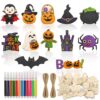49Pcs Color Your Own Wooden Halloween Ornaments Halloween Party Favors