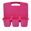 4‑Compartment Pink Plastic Supply Caddy, Multi‑Slot Desk Organizer for Classroom, Home Art Craft, Teacher Student Small Stationery & Accessory Storage