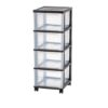 4‑Drawer Narrow Plastic Storage Drawer Cart, Black Mobile Organizer for Kitchen Bathroom Laundry Room