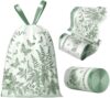 4 Gallon Small Trash Bags No-Tearing Drawstring 1.1 Mil Thick - 64 Count Small Garbage Bags Wormwood scent for Bathroom Kitchen Toilet Home Office and Bedroom (Green 64 Count)